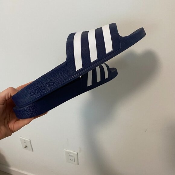 Adidas Blue & White Stripe Slides Size 11 - Picture 2 of 5